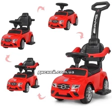 Детская каталка-толокар M 3902 L-3 Mercedes, кожаное сиденье, красная